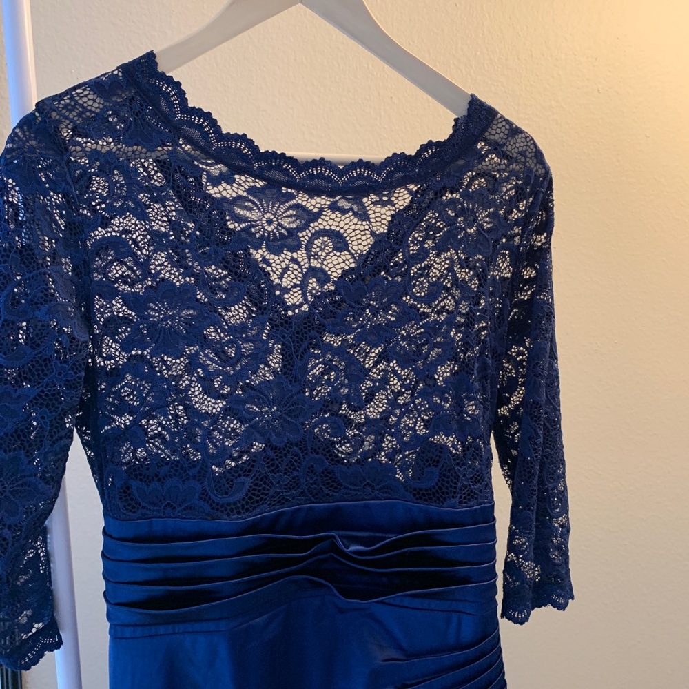 Deep Blue Lace Satin Dress
